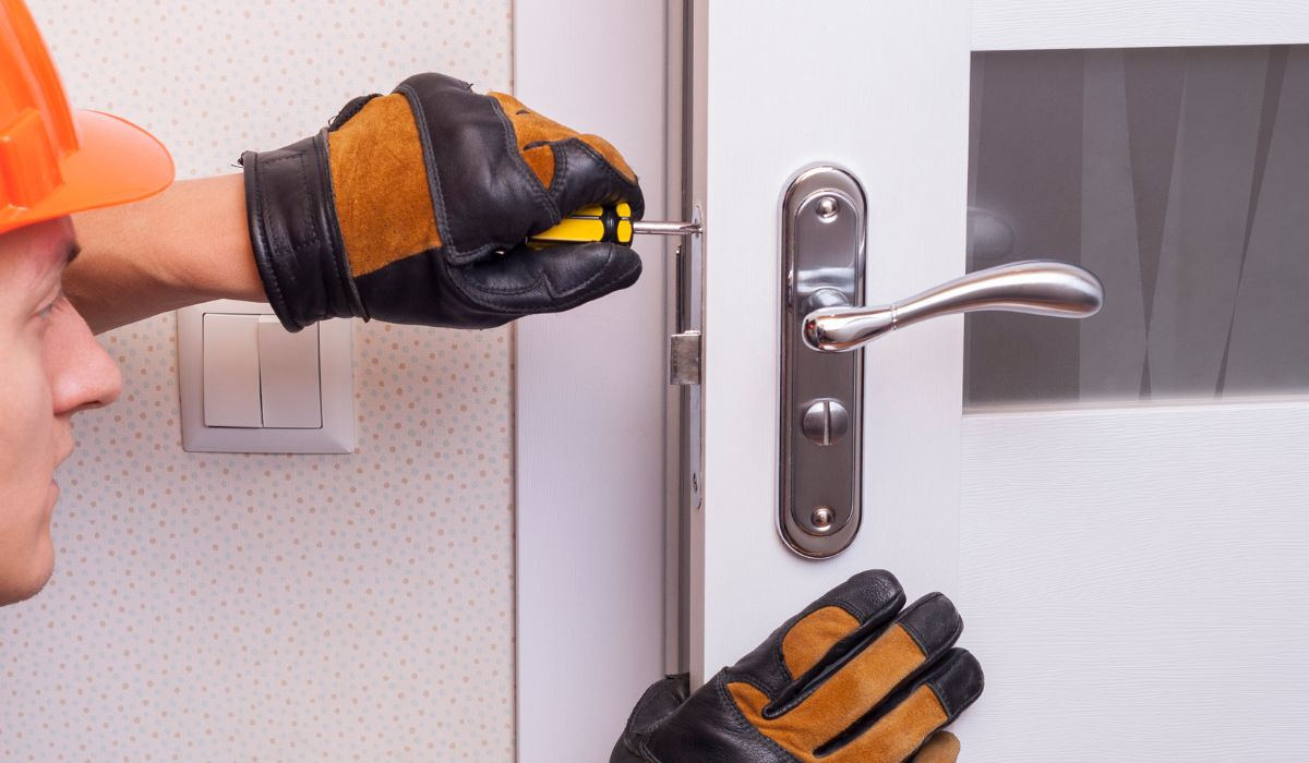 Local Bensalem locksmith technician working from a fully equipped mobile van on a residential street